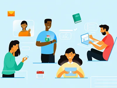 Keep Productive app character functional illustration productive productivity tablet team workspace youtube