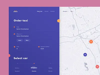 Taxi Web UI app book color designer giga map tamarashvili taxi app web