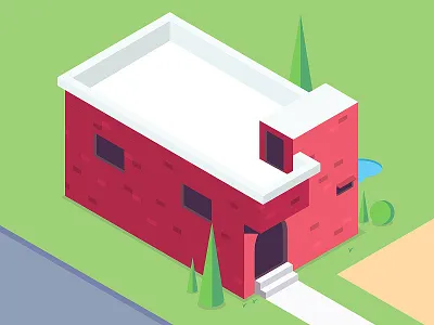 Home Sweet Home art house illustrator isometric red