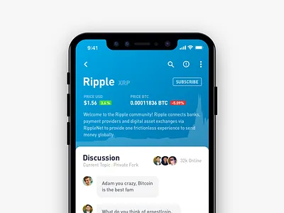 Cryptocurrency Chat - Detail Page animation app bitcoin blockchain crypto cryptocurrency currency design gif ios mobile ripple