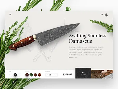 Kramer Knives: Day 01 checkout e commerce kramer knives modern layout product page details shopping texture ui ux web design