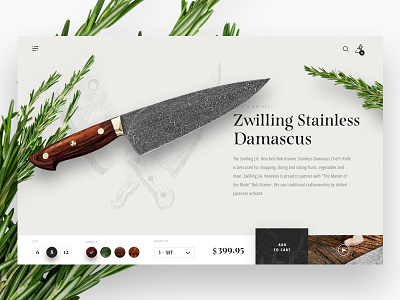 Kramer Knives: Day 01 checkout e commerce kramer knives modern layout product page details shopping texture ui ux web design