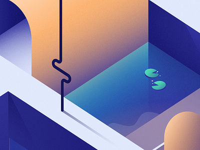 water lilies. affinity designer gradient iso isometry lily minimal water