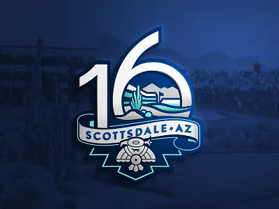 WM Phoenix Open 16th Hole Logo 16th hole arizona beauty cactus flag golf landscape phoenix open second option team erickson thunderbird