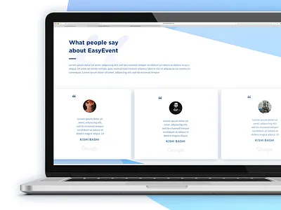 EasyEvent Testimonials card cards gradient landing page quote quotes testimonial testimonials testimonies testimony