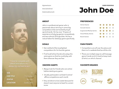 [Free Template] User Persona (Pro Gamer) freebie gamer online persona pro professional sketch template user ux yellow