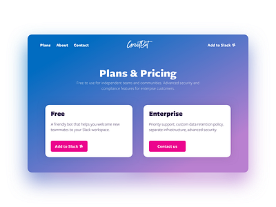 Chatbot subscription page avatar bot chatbot landing onboarding slack teams teamwork welcome