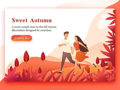 Autumn illustration design art autumn brand design character illustration characters couples flat design illustrations ios landing page web website