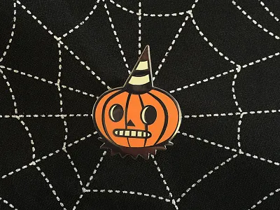 Folk Art Inspired Pumpkin Enamel Pin creepy cute enamel enamel pin folk art pin pumpkin skulduggery spooky