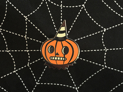 Folk Art Inspired Pumpkin Enamel Pin creepy cute enamel enamel pin folk art pin pumpkin skulduggery spooky