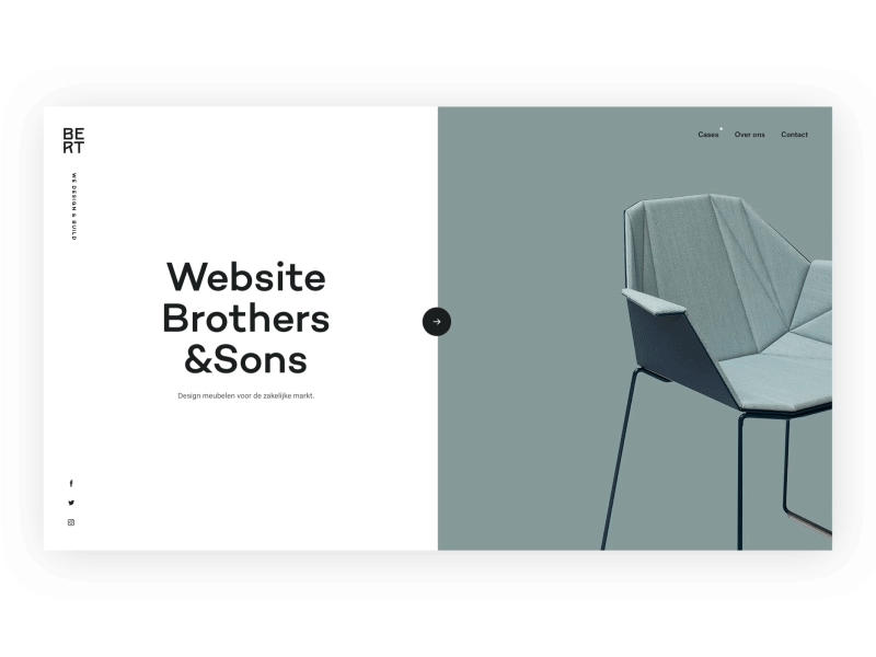 Bert homepage black clean design flat homepage website white