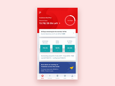 Vodafone Mobile app app application data experience interface internet mobile recharge ui user ux vodafone