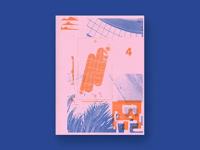 Riso Bud abstract illustration poster print printmaking riso risograph