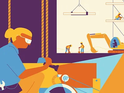 ‘Human’ pan closeup 1 2d animation cashier construction employees health humans man at desk motion graphics pan splitscreens toolbox