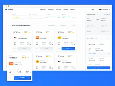 Search Results blue cards desktop filters open search sidebar significa ui