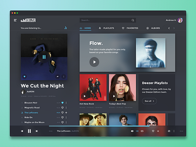 Deezer redesign (desktop app) app deezer desktop dimz gray interface music player redesign spotify ui ux