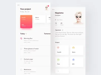 Project Task App app card layout plan profile rad task todo work