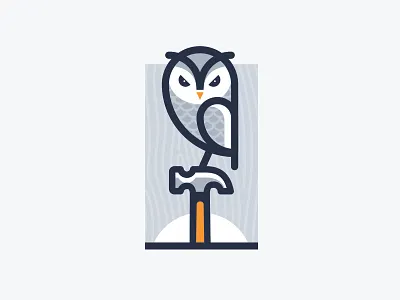 Wise Built logo building built construction hammer owl wise