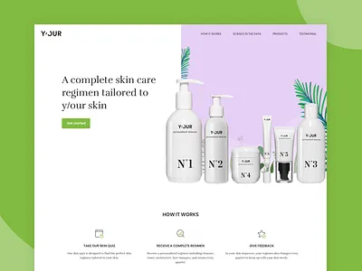 Landing Page for Y/our Cosmetic branding cosmetic green landing page minimal nature ui design ux design violet