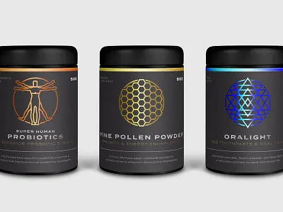 Elemental Wizdom Packaging geometric glass jars matte black nature packaging product