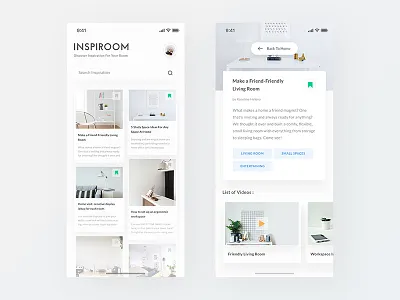 Inspiration Room App clean furniture gallery photo indoor interior iphone x minimal mobile web property trend 2018