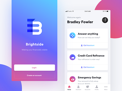 Financial Assistant 💸 app application assistant financial gradient ios iphone mobile ui ux