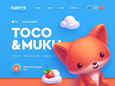 The TV you love. cartoon character design icon kid tv typography ui ux web