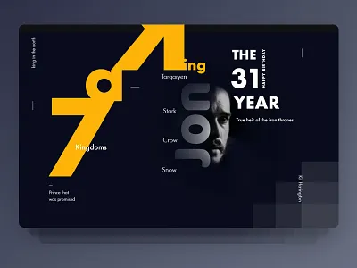 Jon Snow aka Kit Harington black creative design game of thrones header exploration jon snow ui ux web design yellow