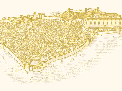 Jerusalem in the time of Jesus (Illustration) engraving etching illustration lithography woodcut