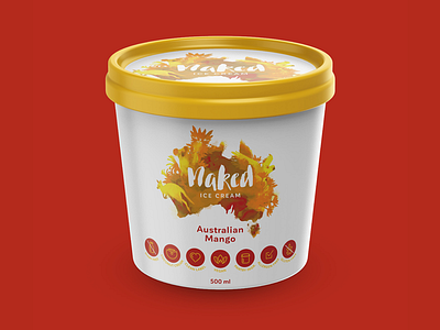 Naked Ice Cream Packaging australia birds cream exotic ice icon kangaroo koala logo packaging watercolor