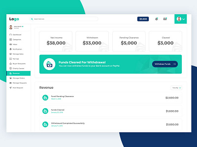 Revenue Shot dashboard ui ux web