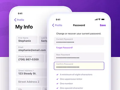 Steady Info app form input interaction iphone iphone x mobile profile