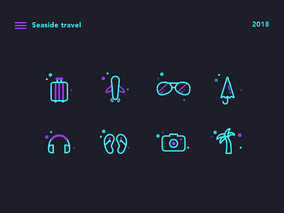 Go to the beach 2018 camping color icon illustration travel vector