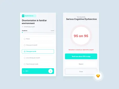 Cognitive Disfunction Syndrome - Sketch File app design dog health ui ux vet