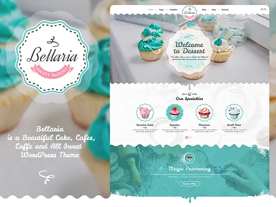 Bellaria A Delicious Cakes and Bakery WordPress Theme bakery cakes cupcake dessert theme wordpress