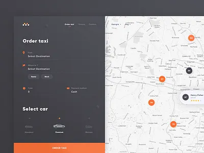 Taxi Web UI app book color map order taxi taxi app web