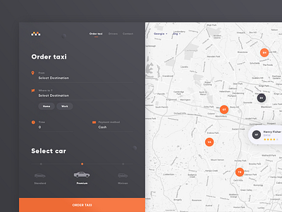 Taxi Web UI app book color map order taxi taxi app web
