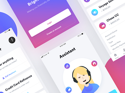Financial Assistant part II 💸 app application assistant financial gradient ios iphone mobile ui ux