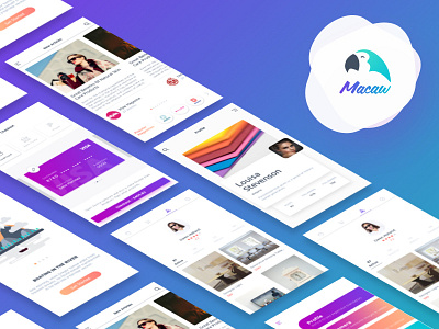 Macaw UI Kit app design freebie kit minimal mobile photoshop sketch template theme ui xd