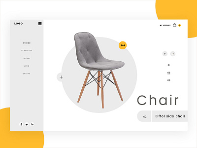 Interior Design chair clean color interior landing ui ux web deisgn