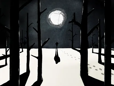 Light collage design focus lab illustration light paper shadow snow trees woods