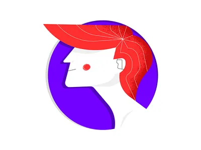 Red Head | Illustration art artwork boy circle coin design dribbble fun icon illustration purple red