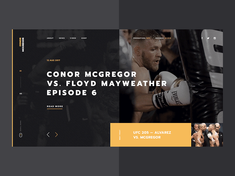 #3 Shots for Practice animation homepage mma slider transition ufc ui ux website welcome