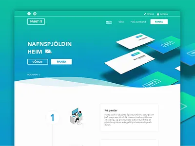 Front page design for Printit gradient homepage hover iceland printit responsive reykjavik viska web web design website