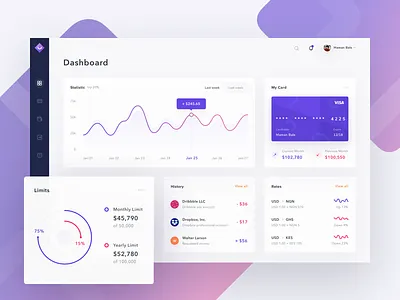 #Exploration - Dashboard Credit Card chart credit card dashboard finance gradient income interface payment transaction wallet