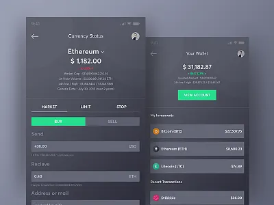 App Exploration app cards currency dark data finance iphone statistics wallet x