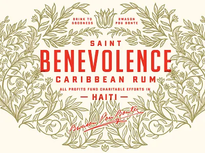 Benevolence Rum condensed design floral haiti label ornate packaging rum type