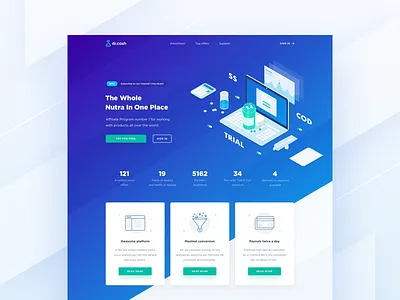 DrCash Hero Block beauty gradient health hero ico isometric landing nutra product page
