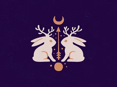 Legends of the North bunny emblem jackalope jackrabbit legends logo logotype moon mystic myth north
