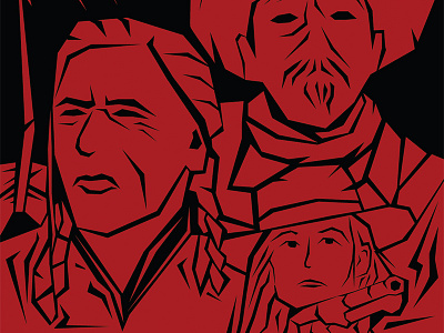 Hostiles 52films cowboys hostiles illustration indians movie natives poster vector woodcut